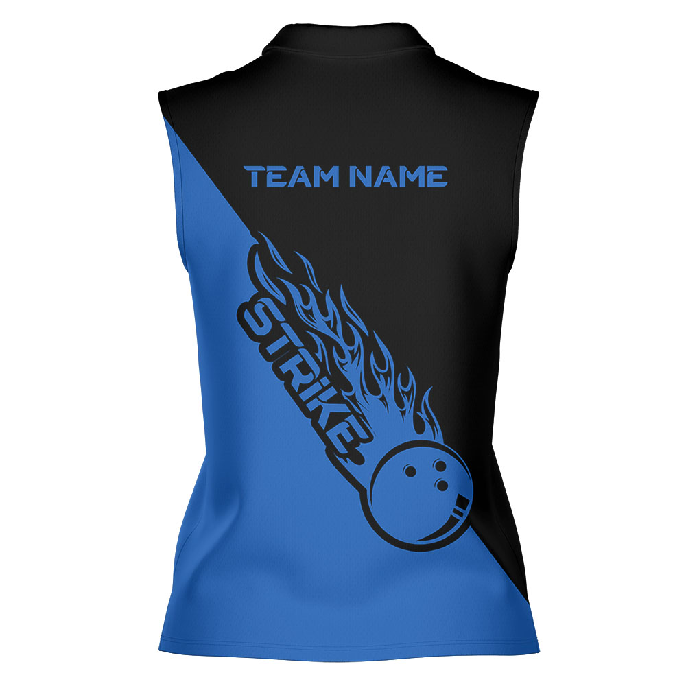 Blue Bowling Sleeveless Custom Name Tops