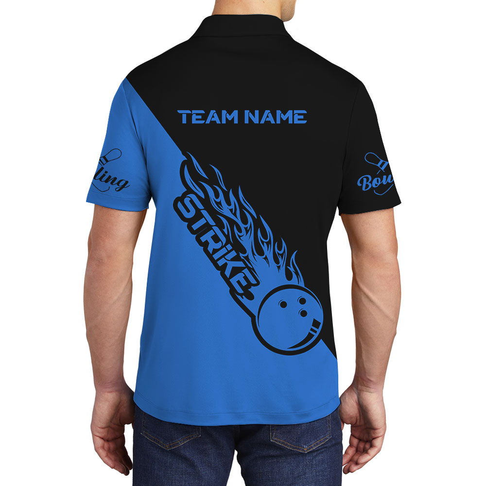 Blue Cool Bowling Polo Shirt With Custom Team Name