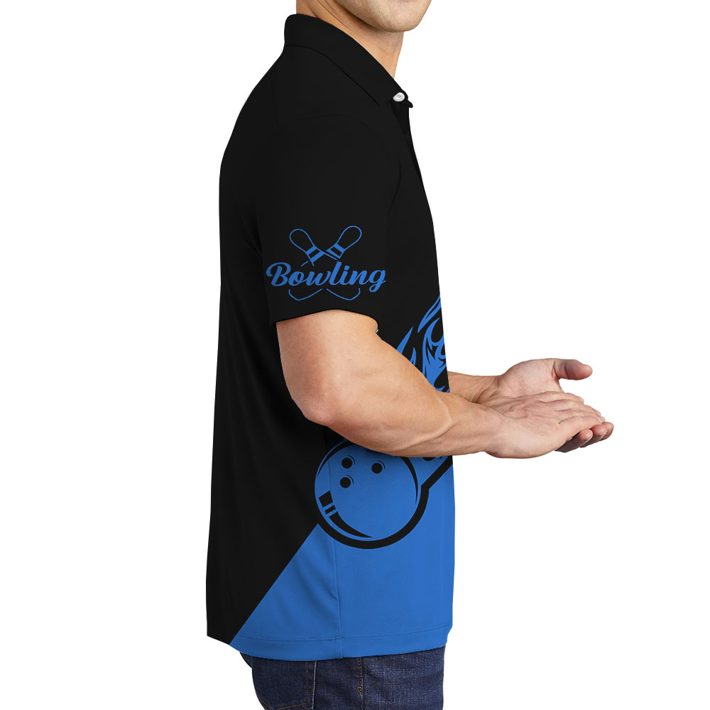 Blue Cool Bowling Polo Shirt With Custom Team Name