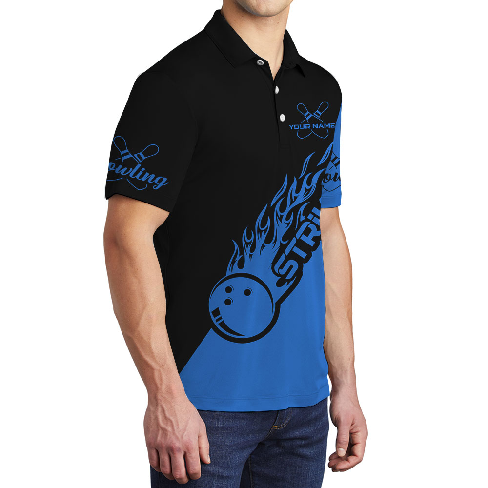 Blue Cool Bowling Polo Shirt With Custom Team Name