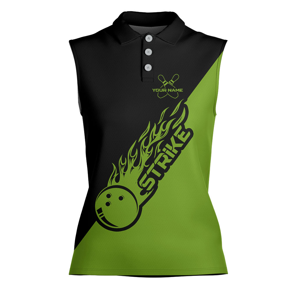 Green Personalized Bowling Sleeveless Shirt With Names