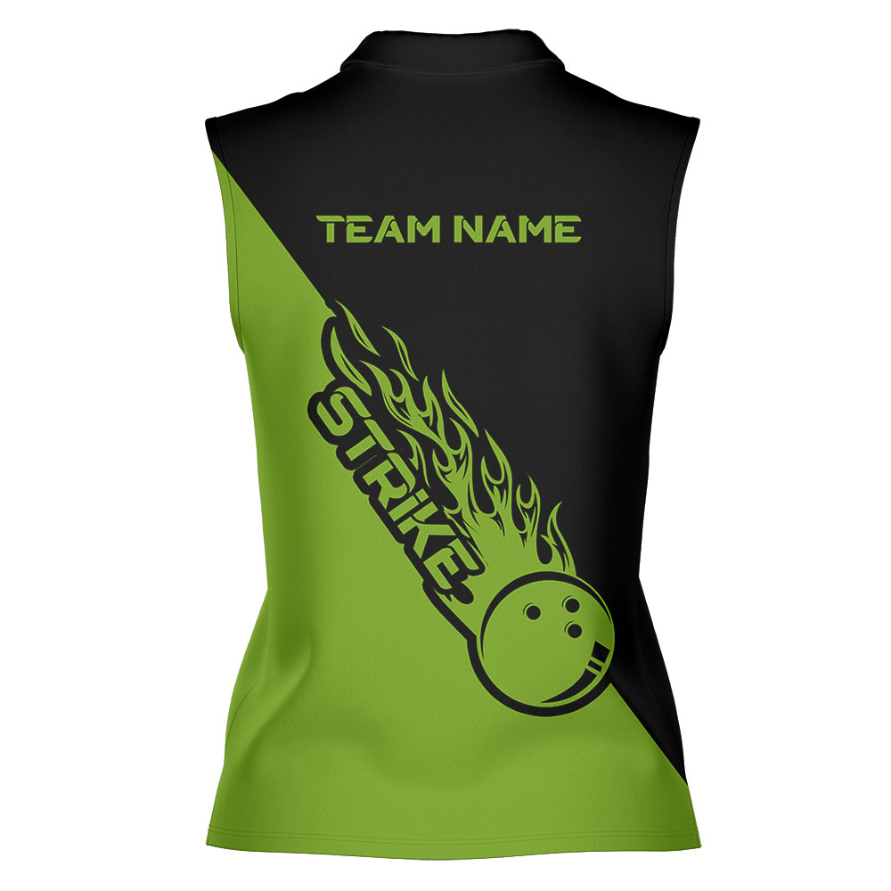 Green Personalized Bowling Sleeveless Shirt With Names