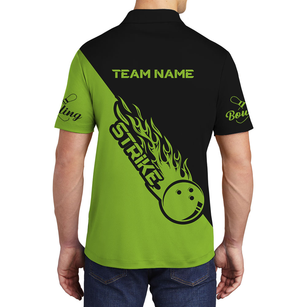 Men's Bowling Team Personalized Collared Shirt Green