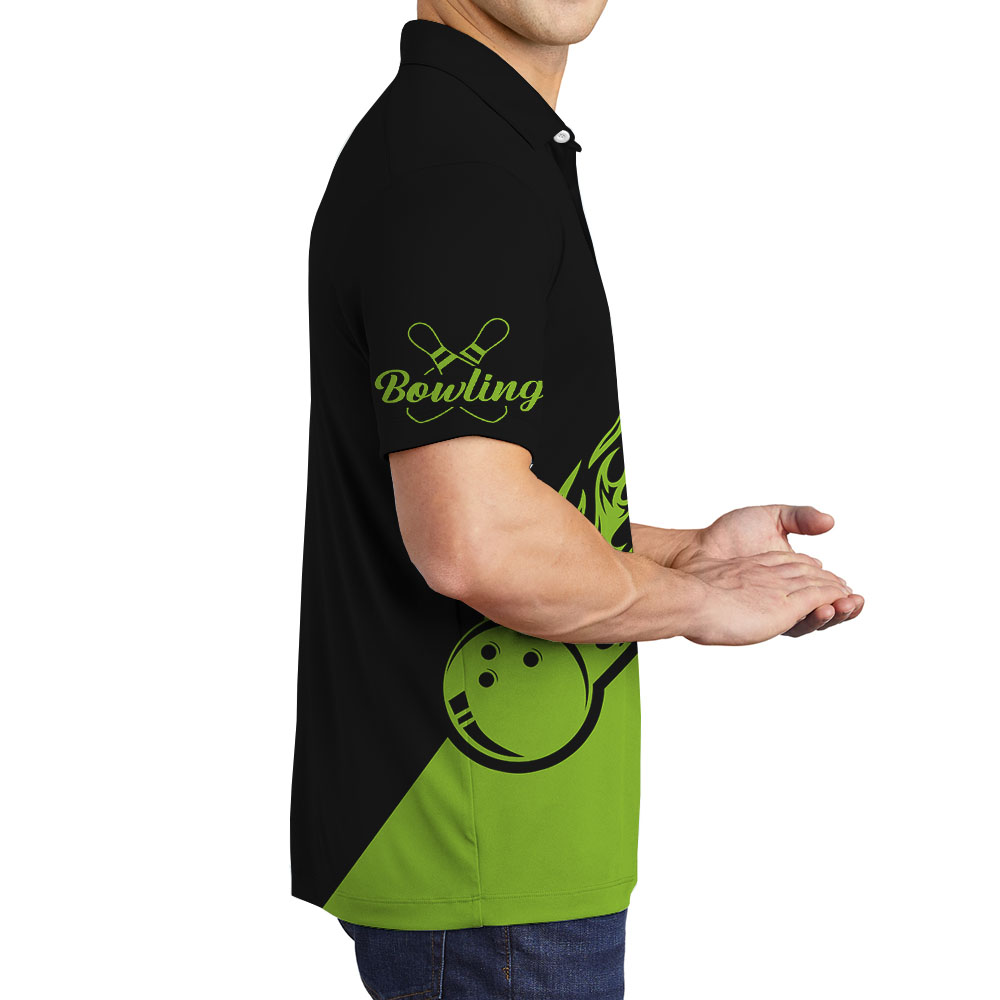 Men's Bowling Team Personalized Collared Shirt Green