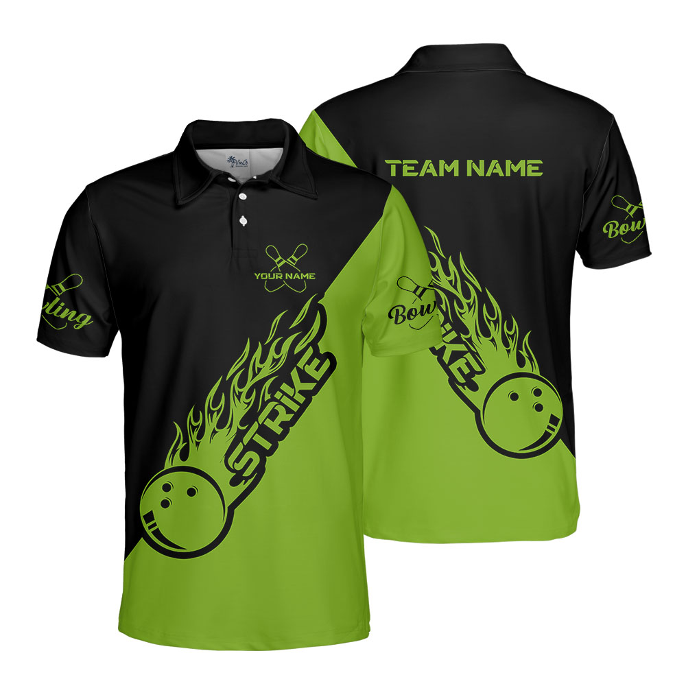 Men's Bowling Team Personalized Collared Shirt Green
