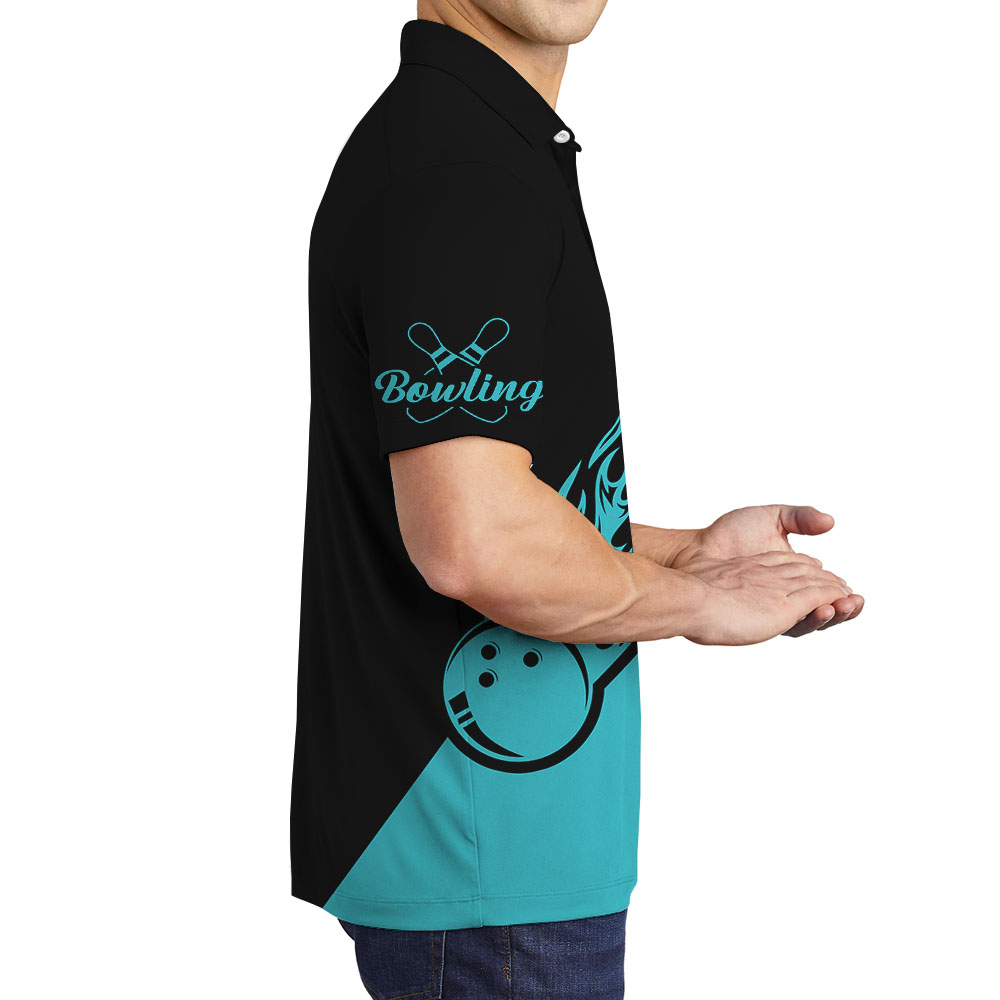 Teal Custom Bowling Team Collared Shirt