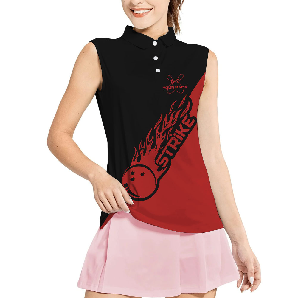 Personalized Red Team Bowling Sleeveless Polos - variant image 1