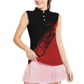 Personalized Red Team Bowling Sleeveless Polos