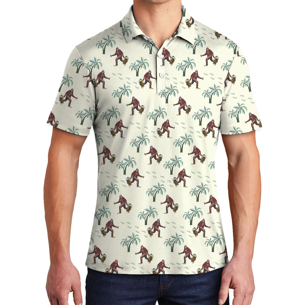 Bigfoot Beach Themed Golf Polos For Men - variant image 1
