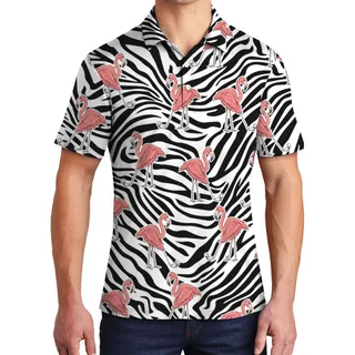 Flamingo Zebra Men's Golf Polos