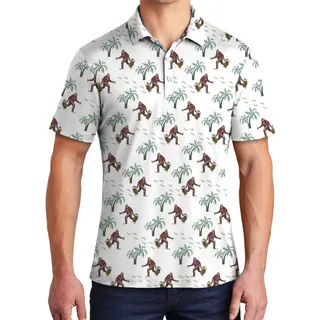 Bigfoot Tropical Beach Golf Polo Shirts