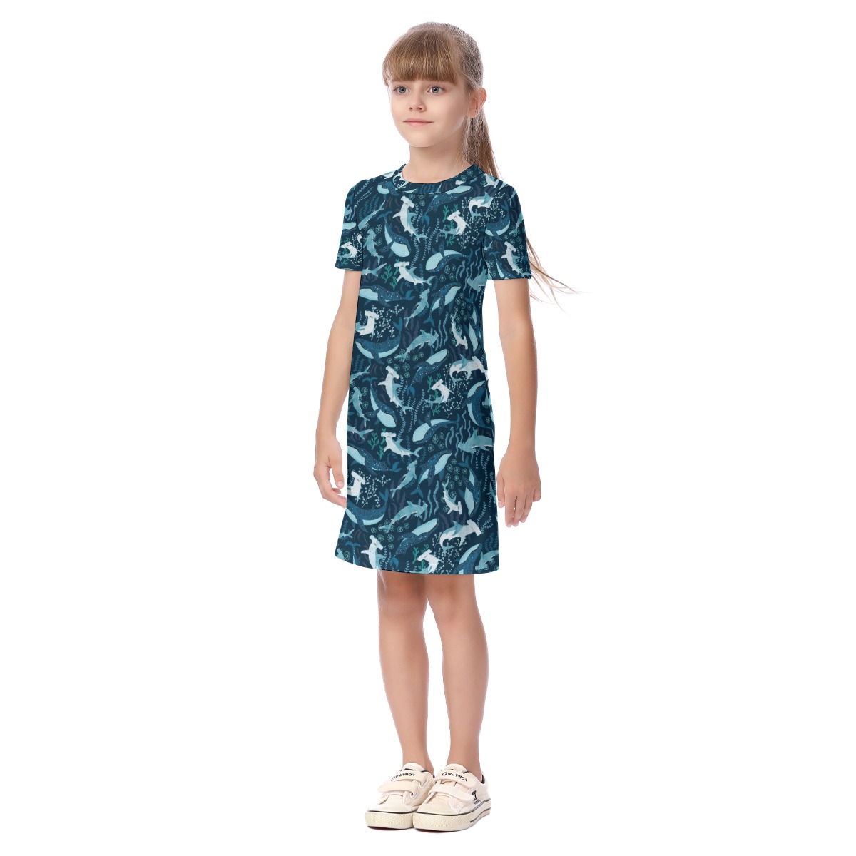 Blue Shark Matching Family Hawaiian Outfits