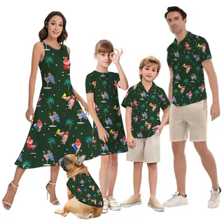 Funny Parrot Cocktails Tropical Matching Family Hawaiian Outfits