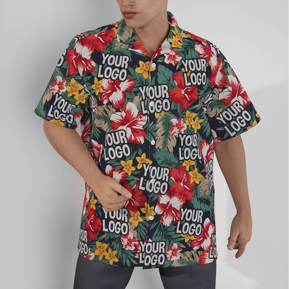 Floral Custom Hawaiian Shirt With Logo Hibiscus Tropical - variant image 1
