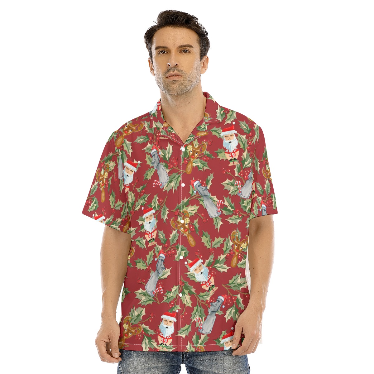 Vintage Tiki Santa Matching Hawaiian Outfits For Family
