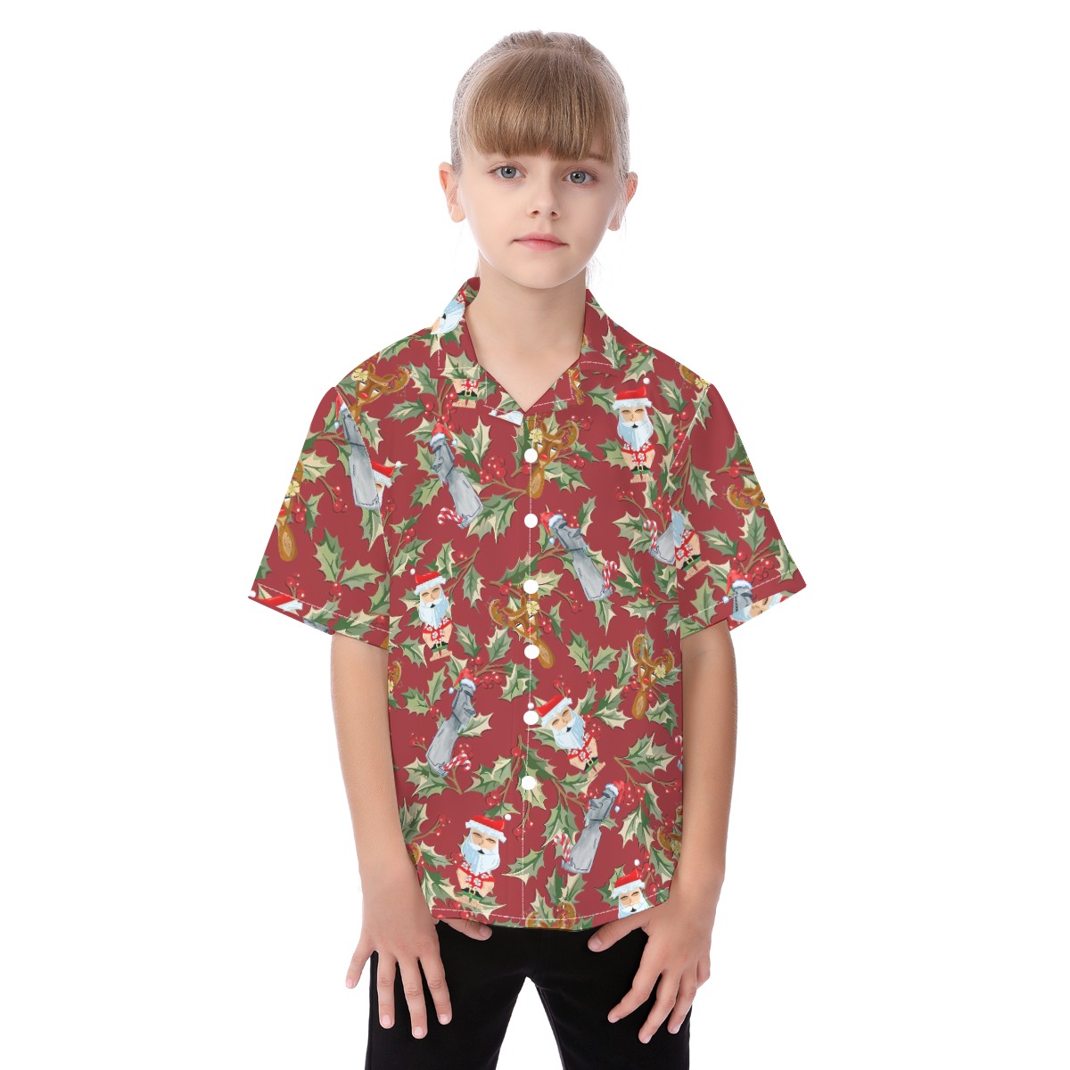 Vintage Tiki Santa Matching Hawaiian Outfits For Family