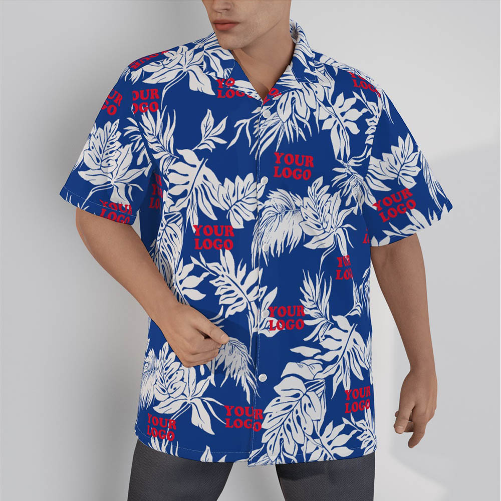 Navy Custom Hawaiian Shirt With Company Logo - variant image 1