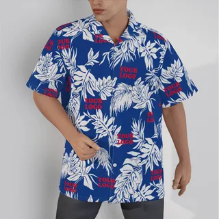 Navy Custom Hawaiian Shirt With Company Logo