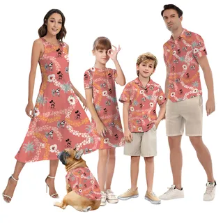 Steamboat Willie Mickey Vintage Matching Family Hawaiian Outfits