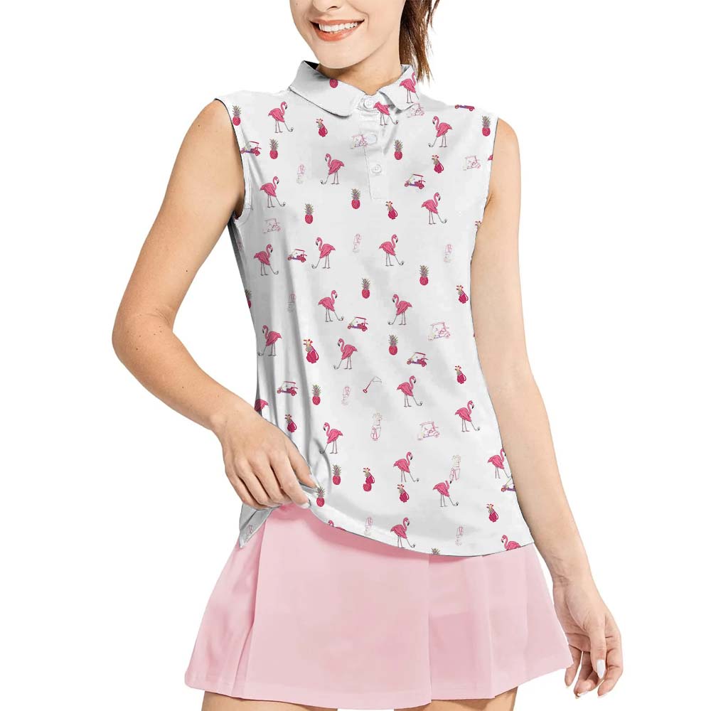 Flamingo Golfer Sleeveless Ladies Golf Shirts - variant image 1