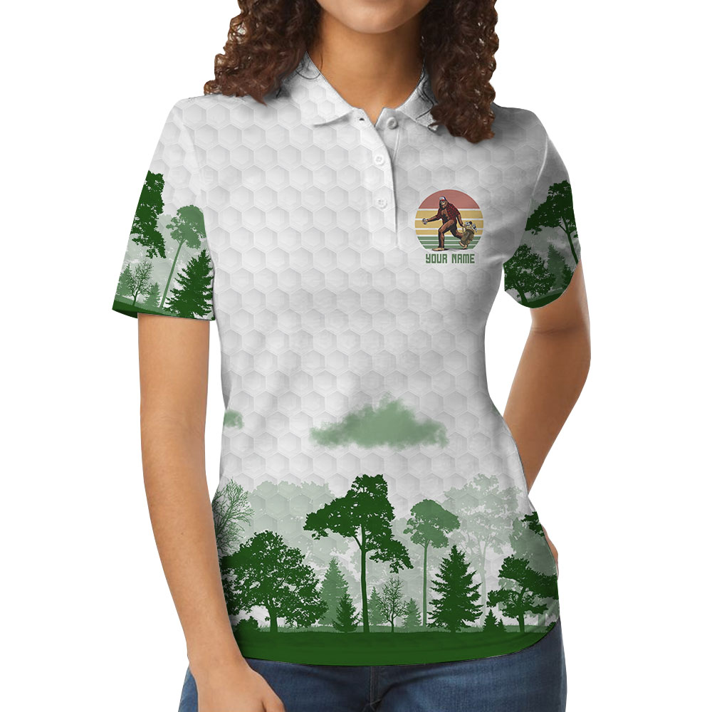 Personalized Bigfoot Finding Golf Ball Women's Polo Shirts - variant image 1