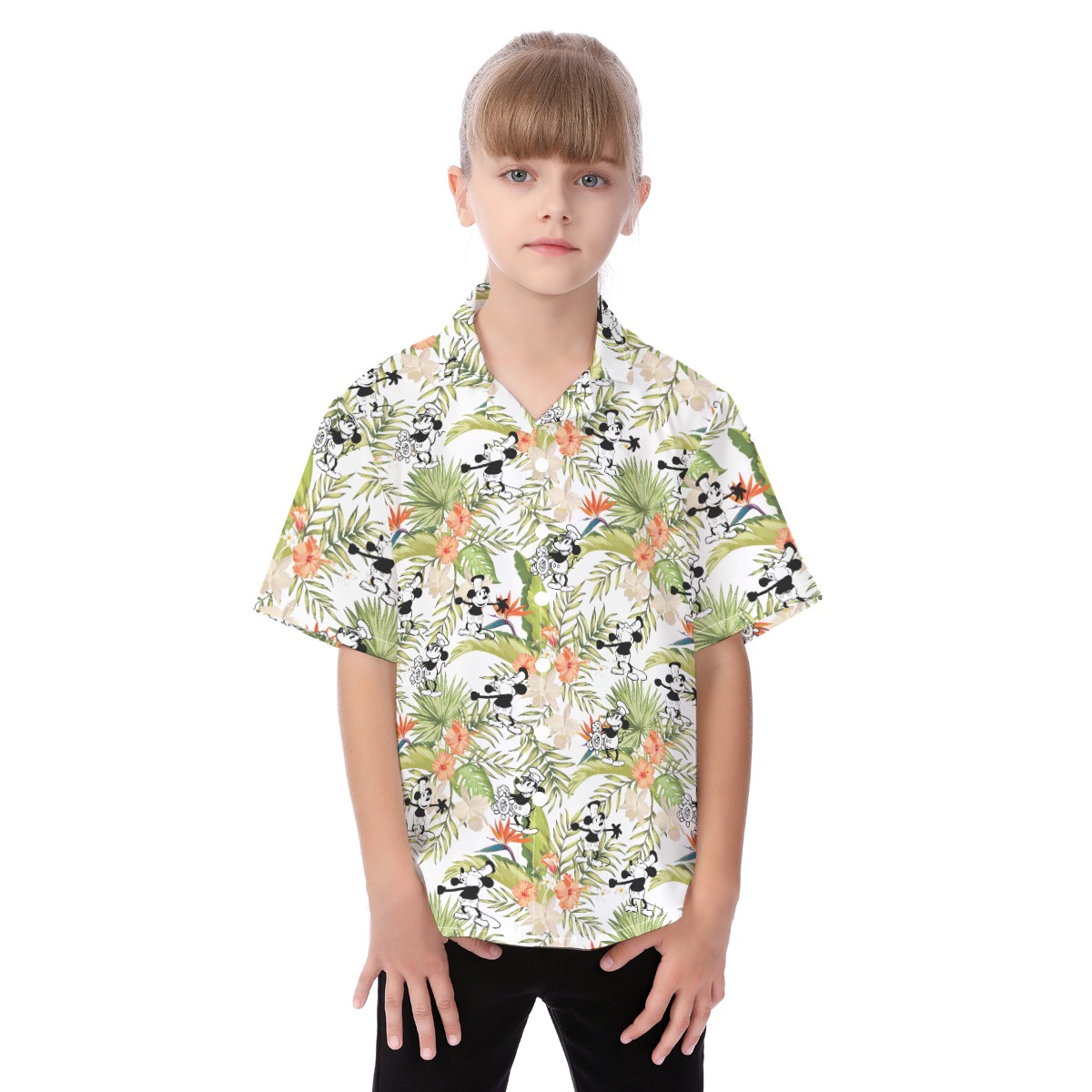Steamboat Willie Mickey Floral Matching Family Hawaiian Outfits
