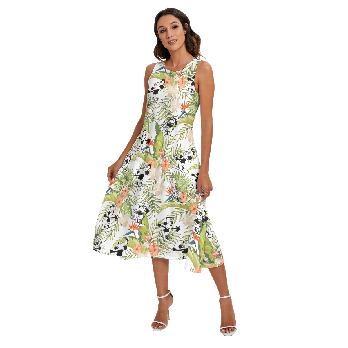 Steamboat Willie Mickey Floral Matching Family Hawaiian Outfits