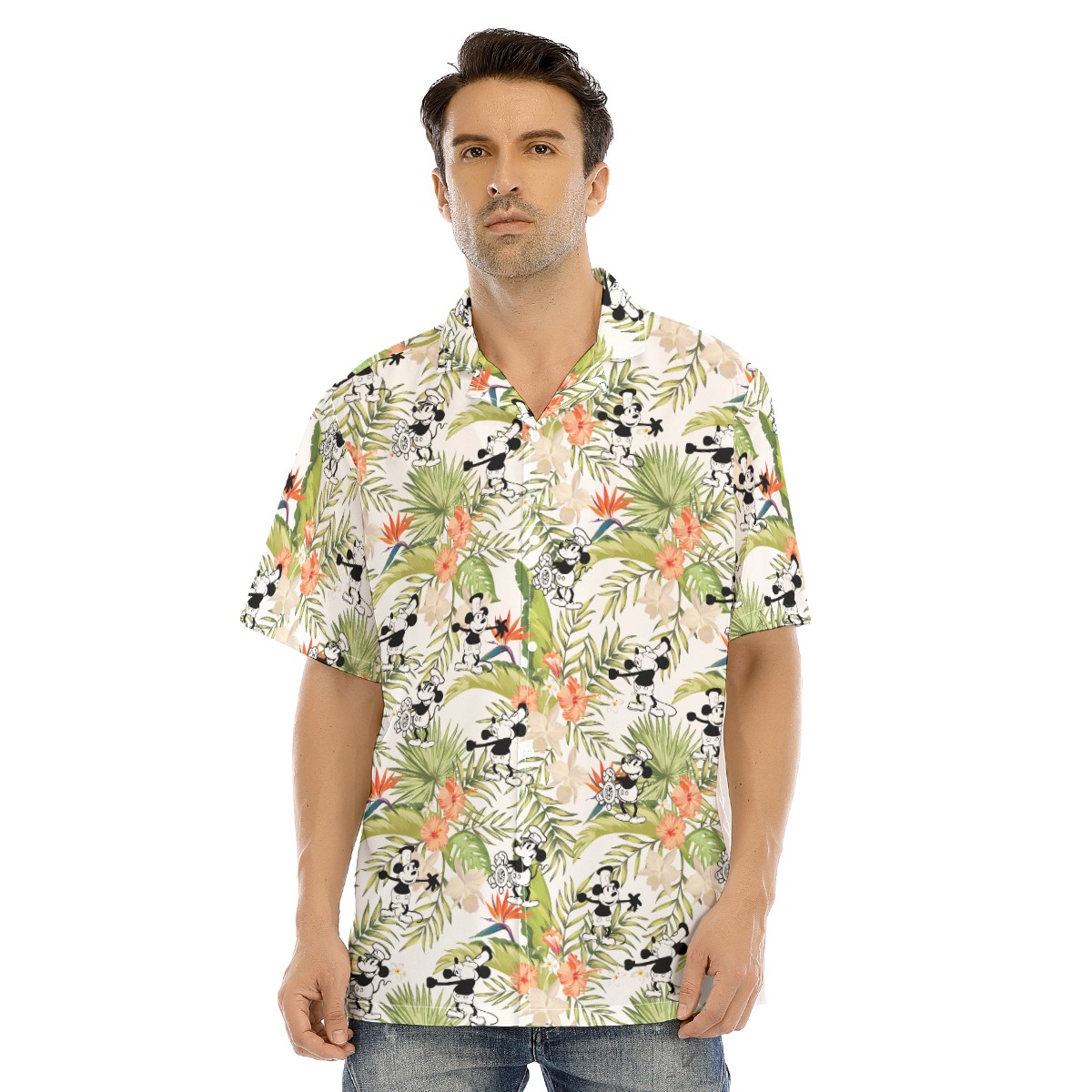 Steamboat Willie Mickey Floral Matching Family Hawaiian Outfits