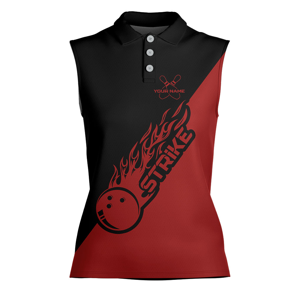 Personalized Red Team Bowling Sleeveless Polos