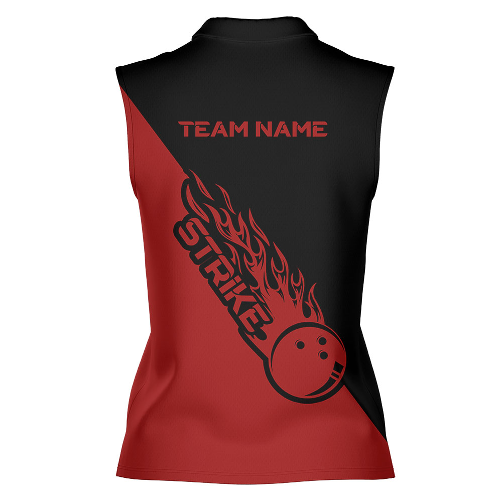 Personalized Red Team Bowling Sleeveless Polos