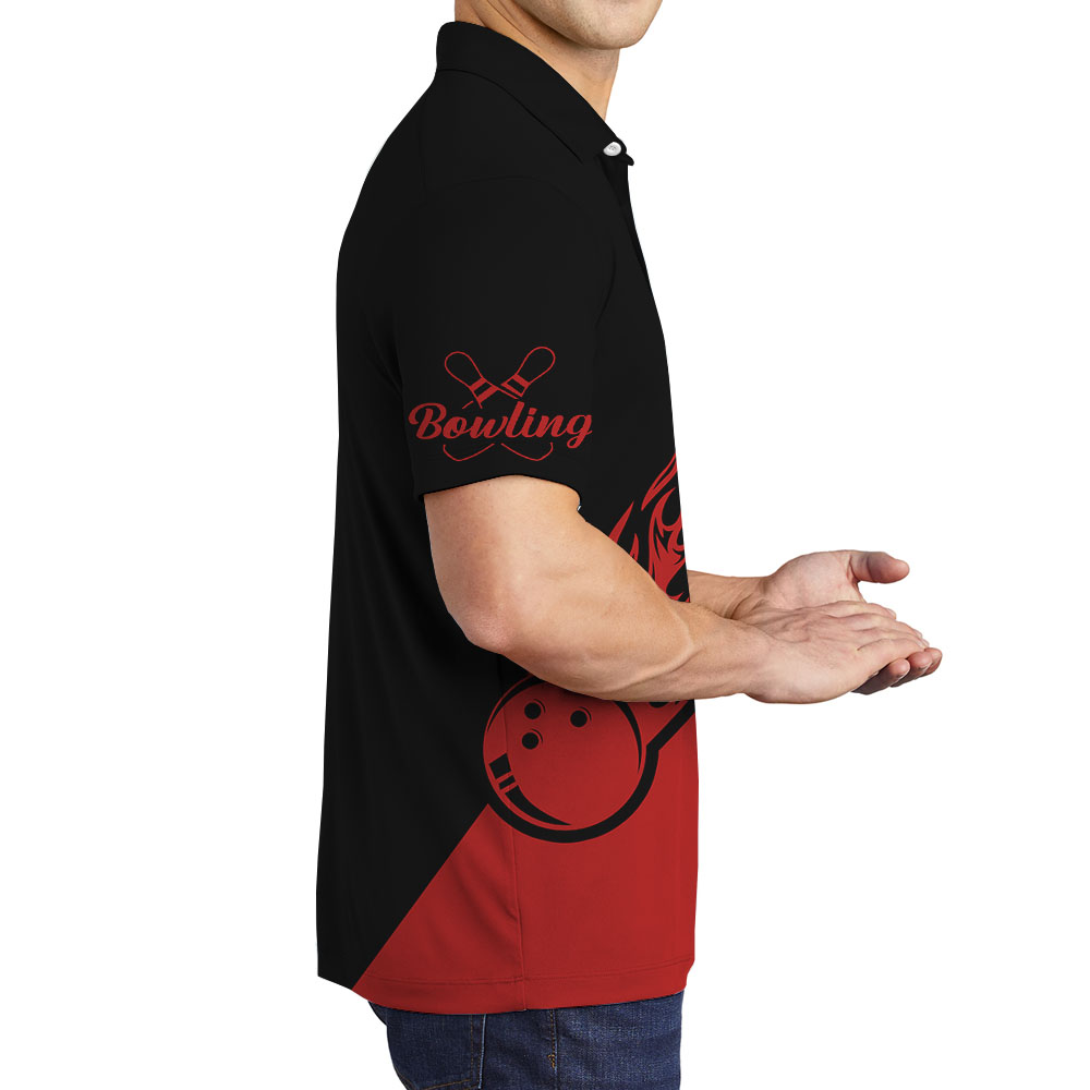 Custom Team Name Bowling Red Polo Shirt For Men