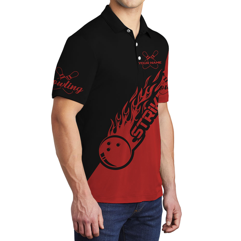 Custom Team Name Bowling Red Polo Shirt For Men