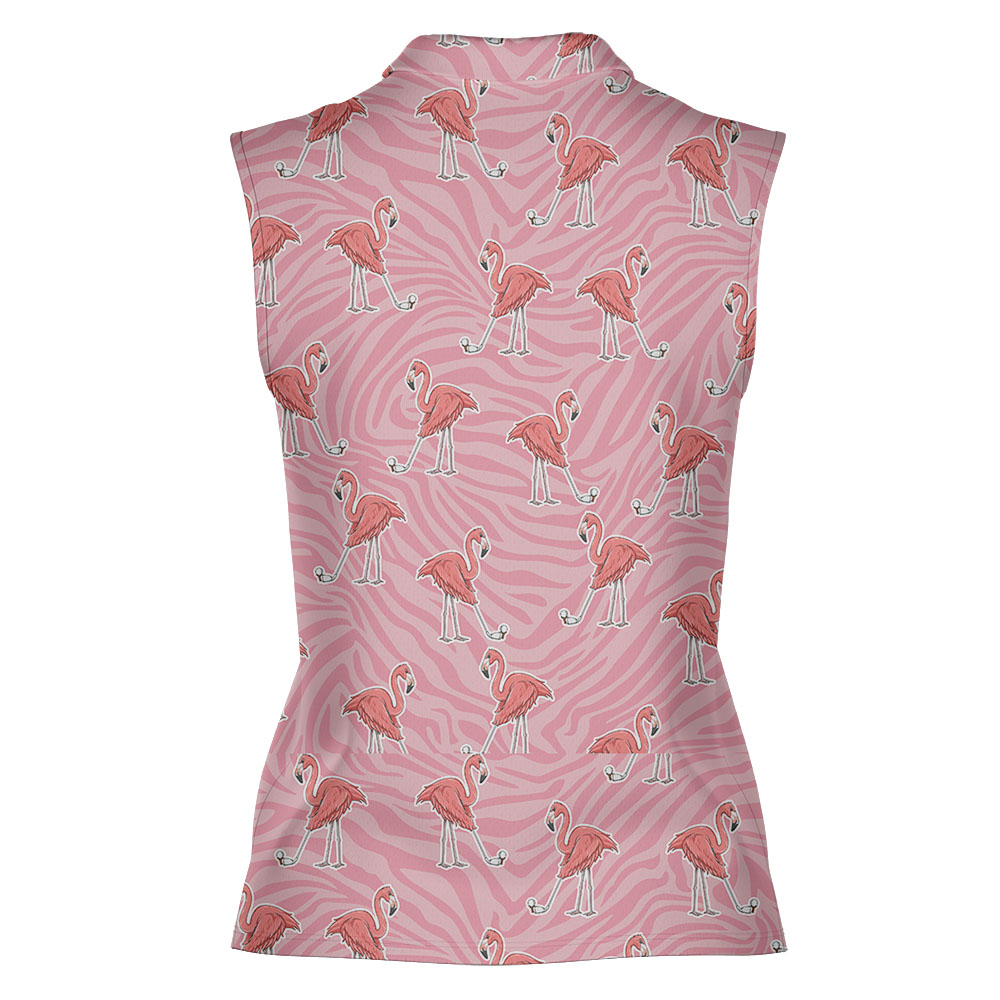 Pink Zebra Flamingo Women's Golf Polos