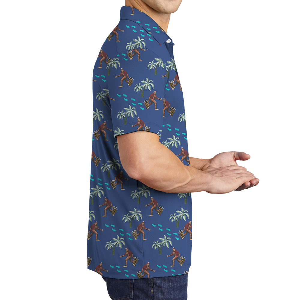 Bigfoot Palm Tree Navy Men's Golf Polos