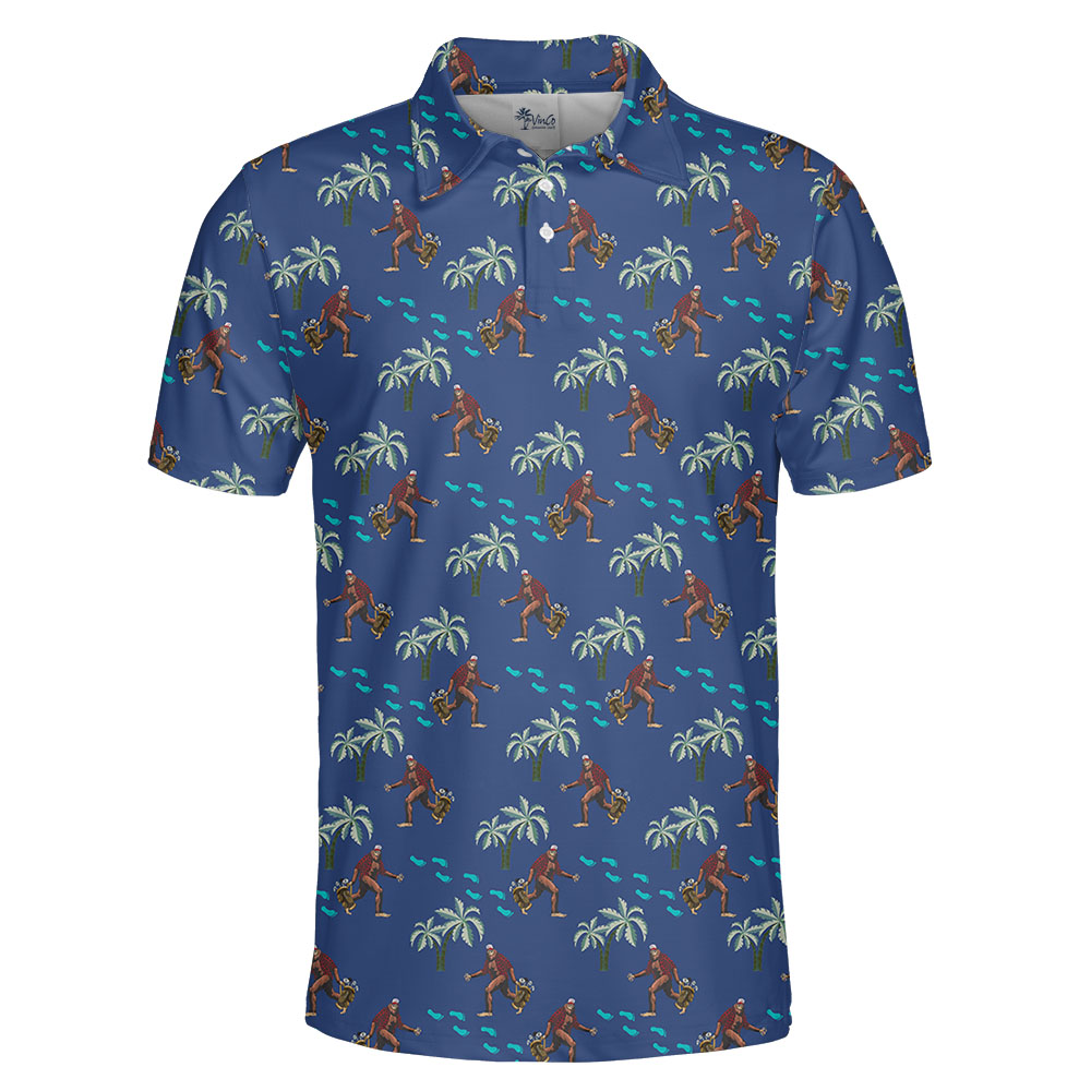 Bigfoot Palm Tree Navy Men's Golf Polos