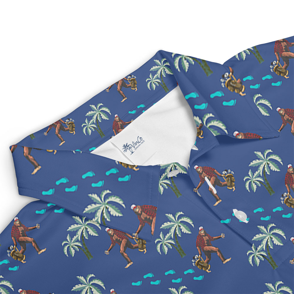 Bigfoot Palm Tree Navy Men's Golf Polos