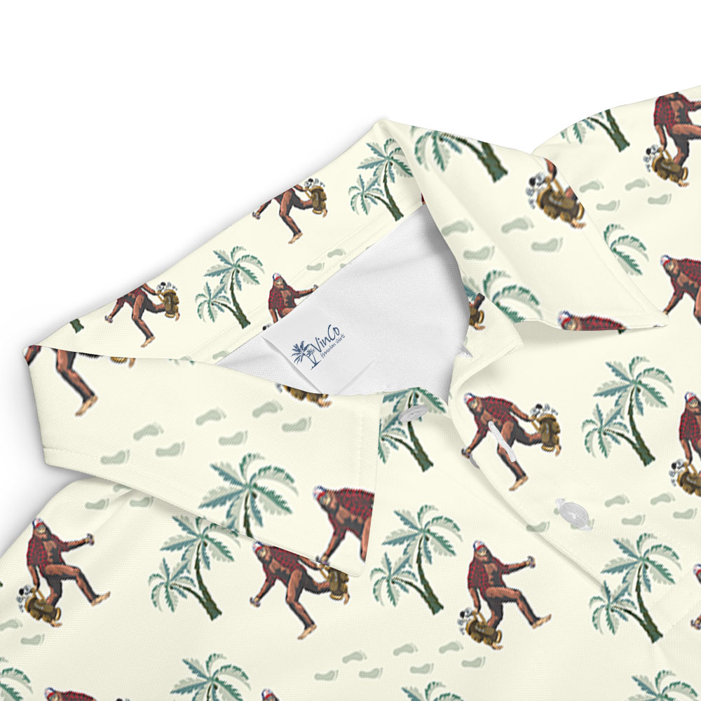 Bigfoot Beach Themed Golf Polos For Men