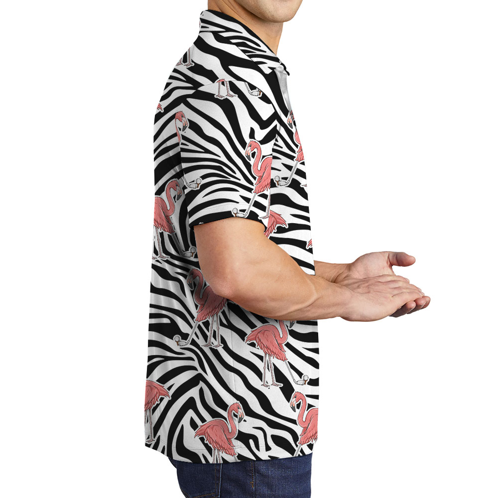 Flamingo Zebra Men's Golf Polos