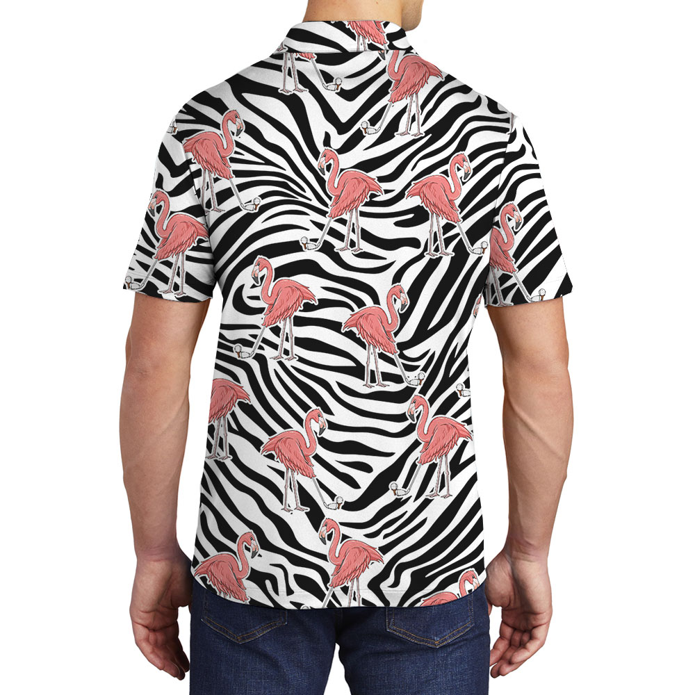 Flamingo Zebra Men's Golf Polos