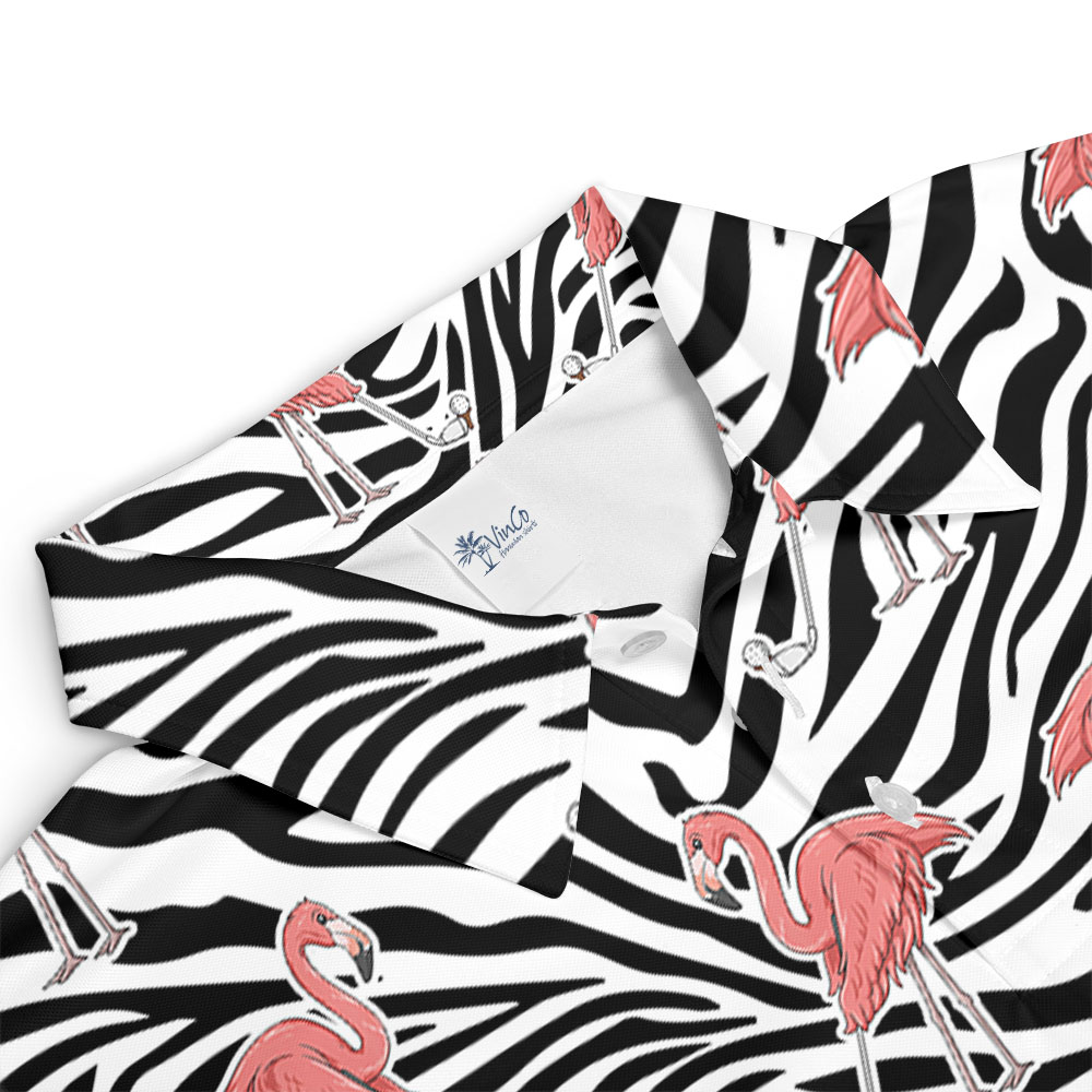 Flamingo Zebra Men's Golf Polos