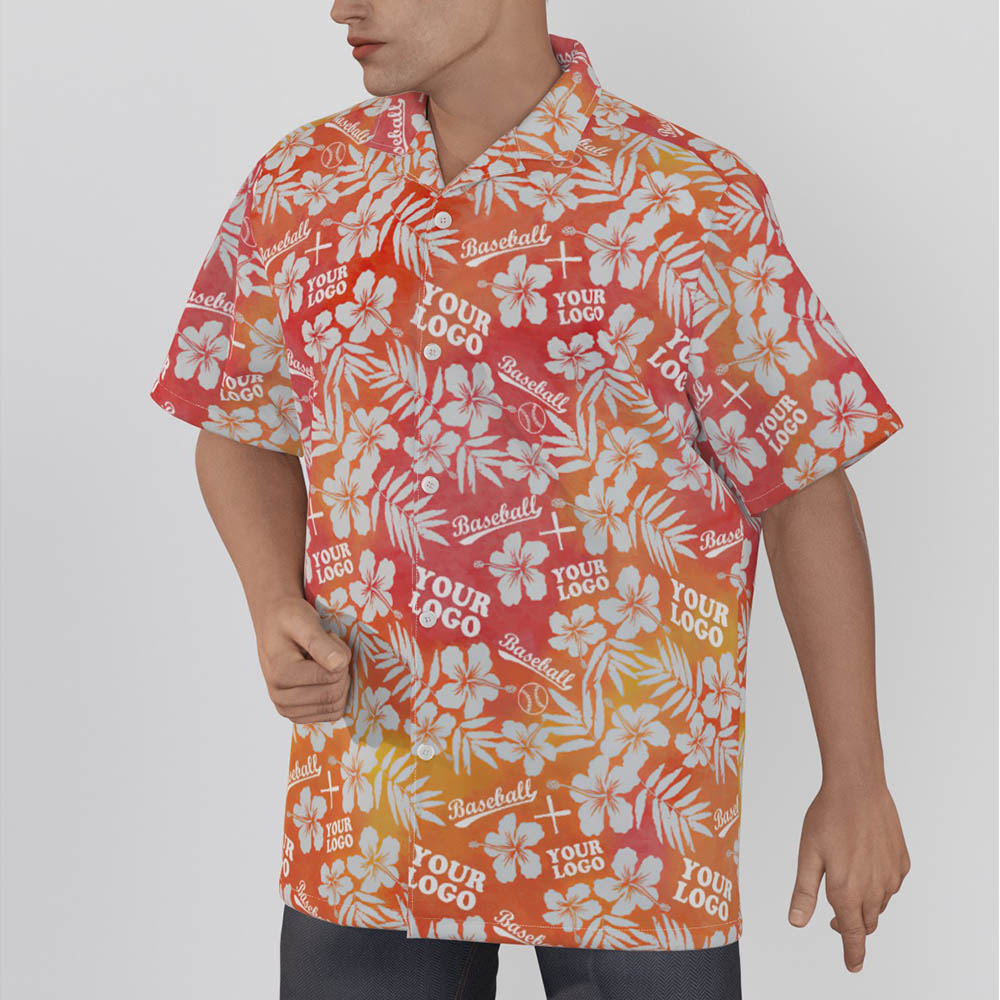 Custom Baseball Team Aloha Shirt With Logo