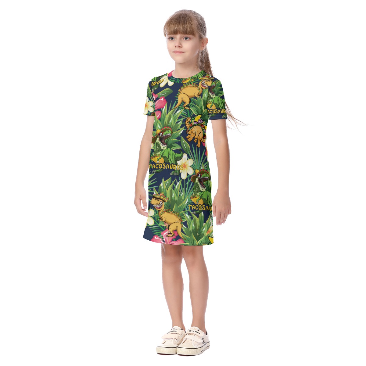 Funny Taco Dinosaur Tropical Matching Hawaiian Outfits For Family