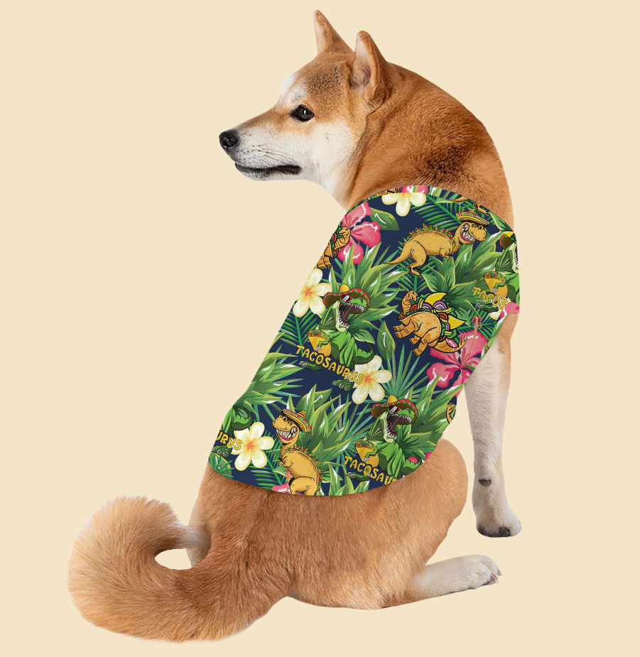 Funny Taco Dinosaur Tropical Matching Hawaiian Outfits For Family
