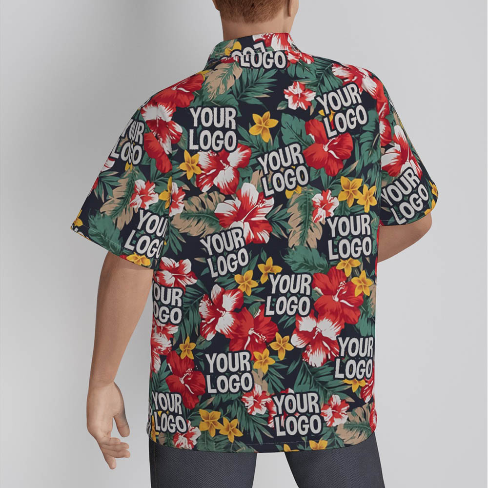 Floral Custom Hawaiian Shirt With Logo Hibiscus Tropical