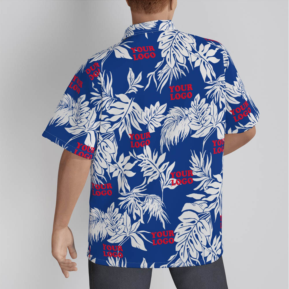 Navy Custom Hawaiian Shirt With Company Logo