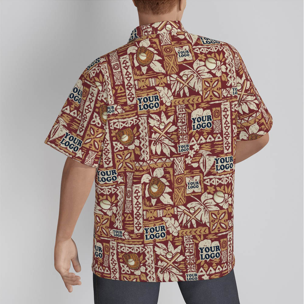 Vintage Orange Hawaiian Shirts With Logo Baseball Team