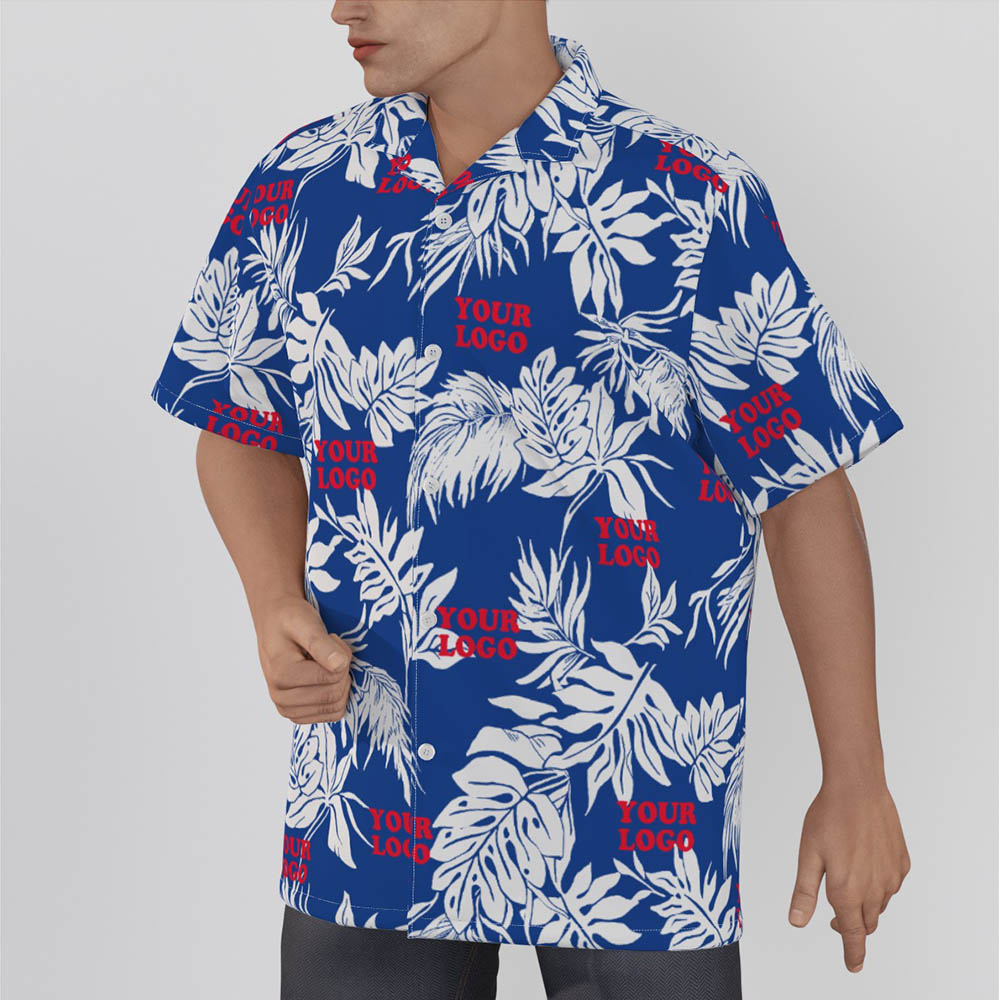 Navy Custom Hawaiian Shirt With Company Logo