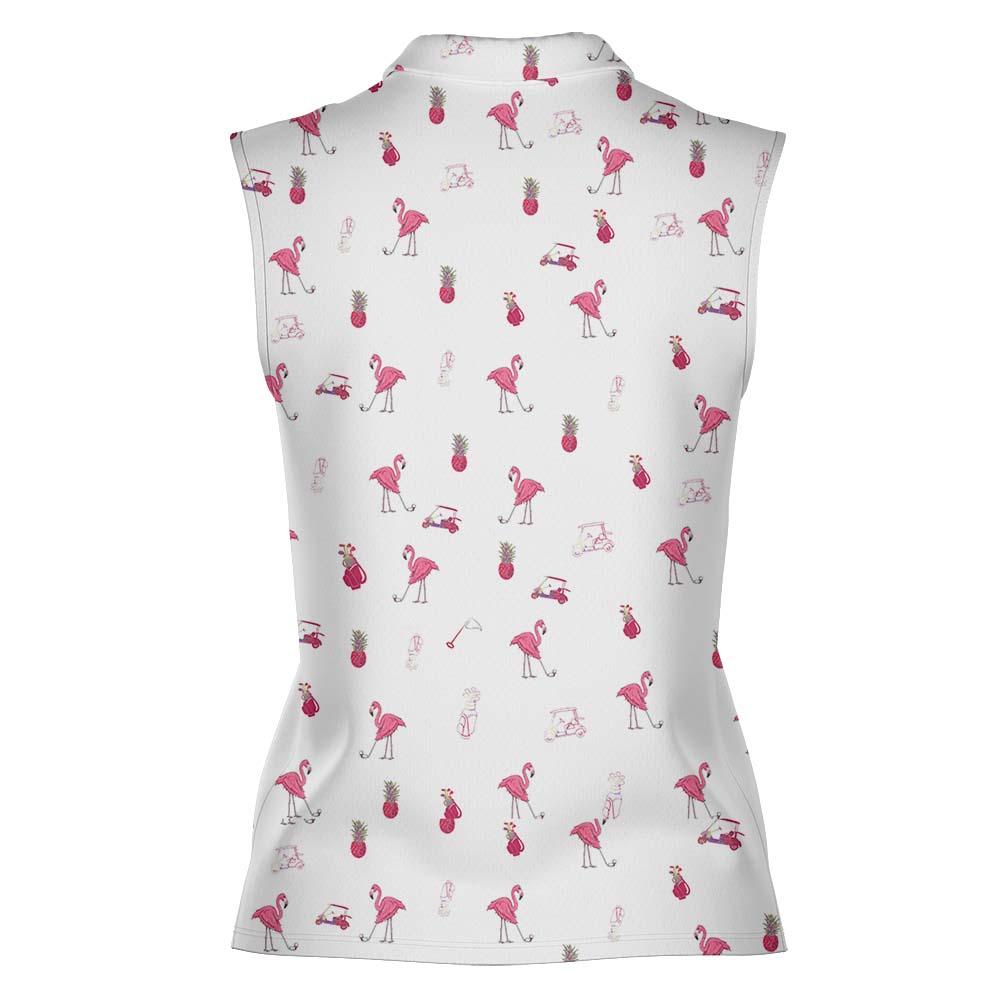 Flamingo Golfer Sleeveless Ladies Golf Shirts