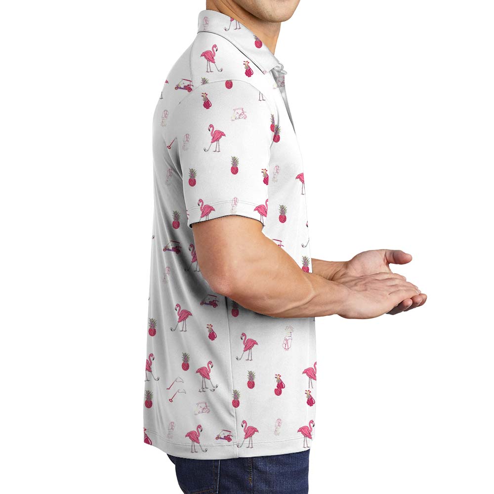 Flamingo Golf Mens Short Sleeve Polo