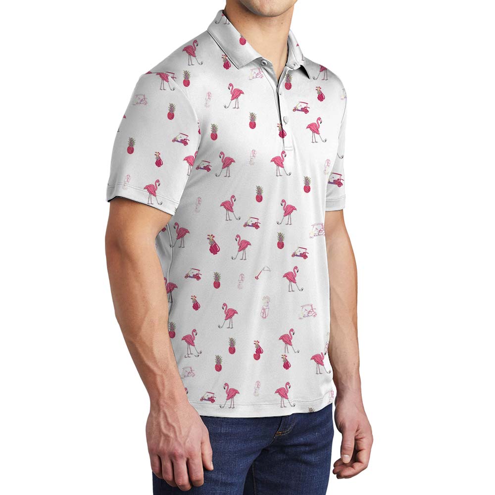 Flamingo Golf Mens Short Sleeve Polo